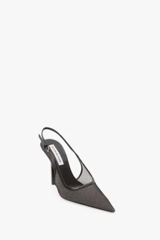 Victoria stiletto slingback 100 in black mesh