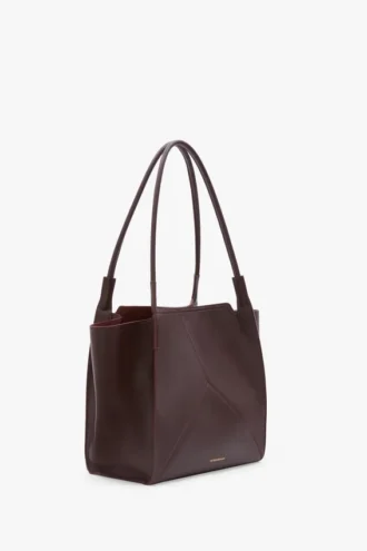 Victoria tote bag in burgundy leather