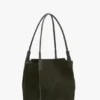 Victoria tote bag in dark olive suede
