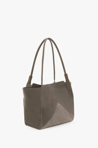 Victoria tote bag in pebble grey suede