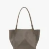 Victoria tote bag in pebble grey suede