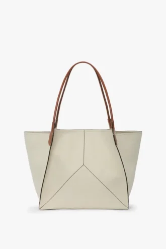 Victoria tote bag large in ivory canvas