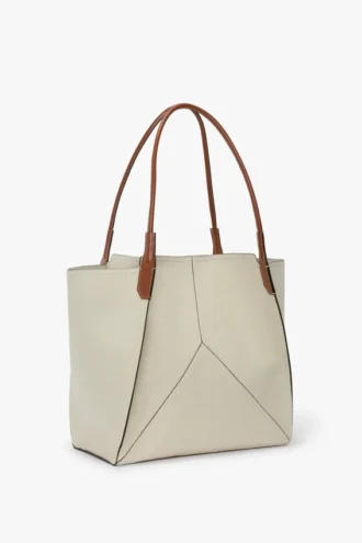 Victoria tote bag large in ivory canvas