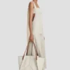 Victoria tote bag large in ivory canvas