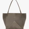 Victoria tote bag large in pebble grey suede