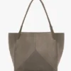 Victoria tote bag large in pebble grey suede