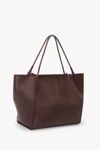 Victoria travel tote bag in burgundy leather