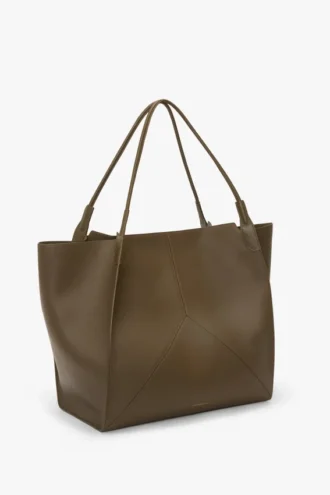 Victoria travel tote bag in khaki leather