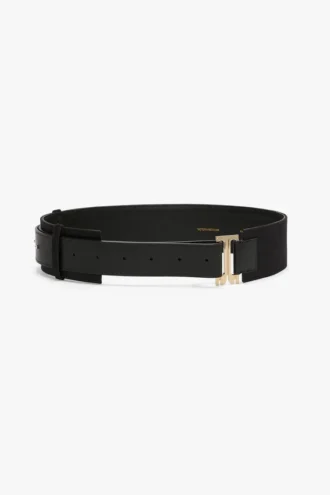 Wide dorian tuxedo belt in black